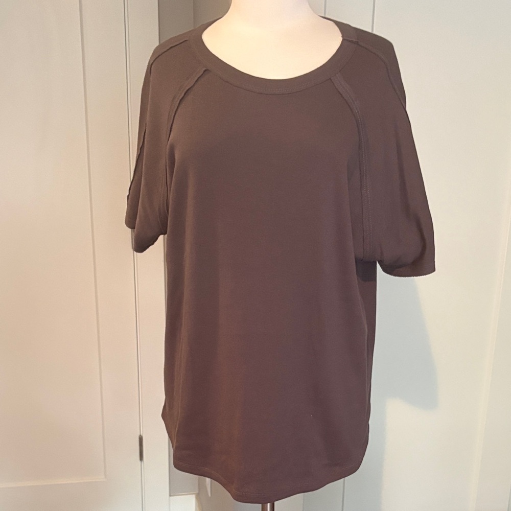 Doe & Rae cotton knit fashion charcoal grey tee. NWOT. Sz 1x
